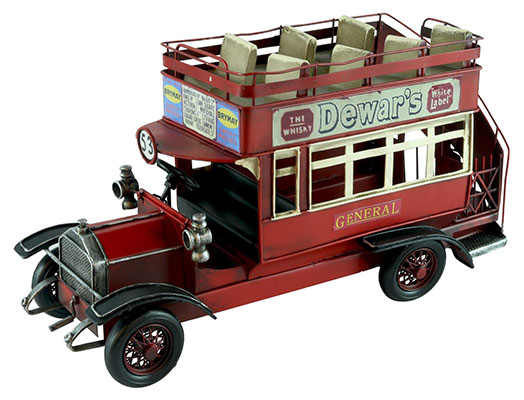 Vintage Red Open Top Bus - Click Image to Close